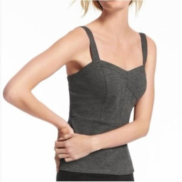 CAbi 552 Over The Moon Charcoal Gray Ponte Bustier Peplum Top Size 6 - Picture 2 of 15